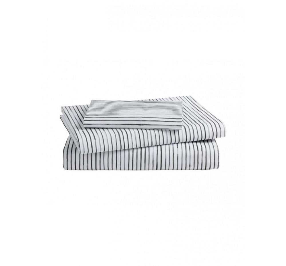 Black stripe sheet set, white